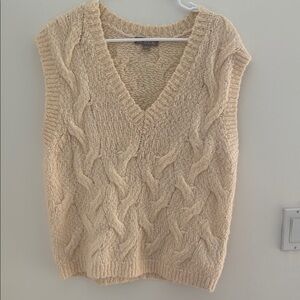 J.Crew Cable Knit V-Neck Sweater Vest - Cream